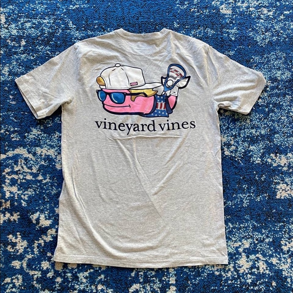 Vineyard Vines Mens Gray LAX BRO Whale Pocket T-Shirt NEW